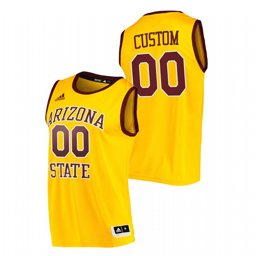 Men Arizona State Sun Devils Custom College Basketball 2021 Player Jersey Gold