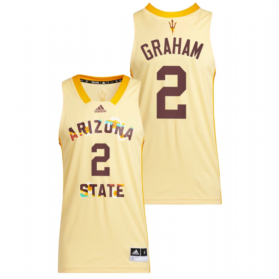 Men Arizona State Sun Devils Jalen Graham 2022 Basketball Jersey Yellow