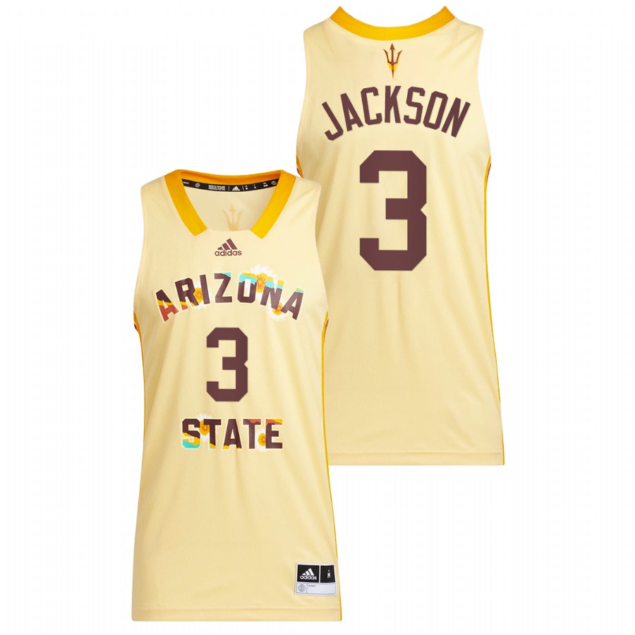 Men Arizona State Sun Devils Marreon Jackson 2022 Basketball Jersey Yellow