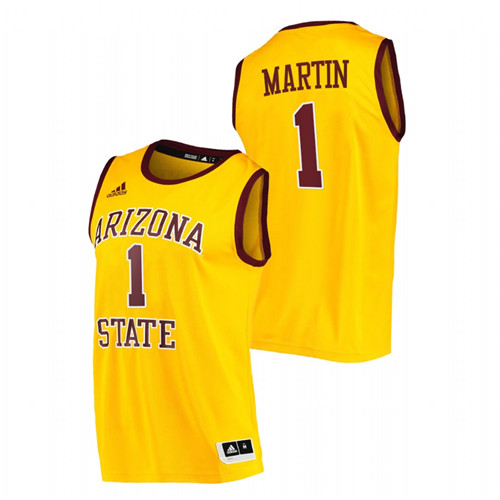 Men Arizona State Sun Devils Remy Martin College Basketball 2021 Player Jersey Gold