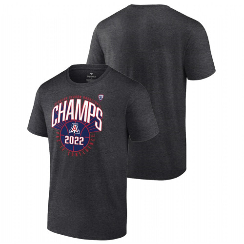 Men Arizona Wildcats 2022 PAC-12 Men's Basketball Regular Season Champions T-Shirt Charcoal
