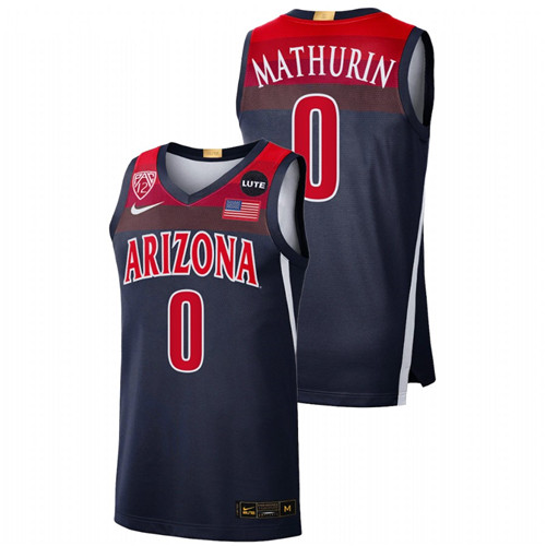 Men Arizona Wildcats Bennedict Mathurin 2021-22 College Basketball Jersey Navy