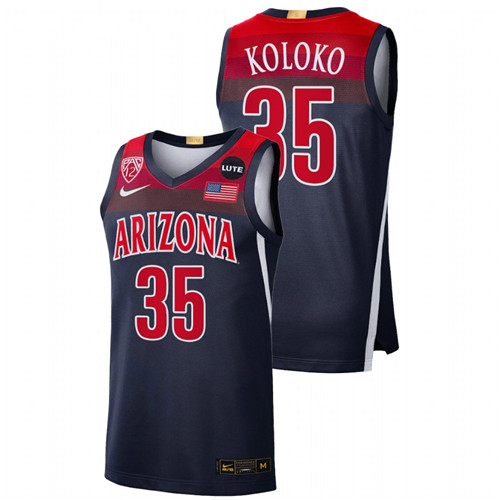 Men Arizona Wildcats Christian Koloko 2021-22 College Basketball Jersey Navy