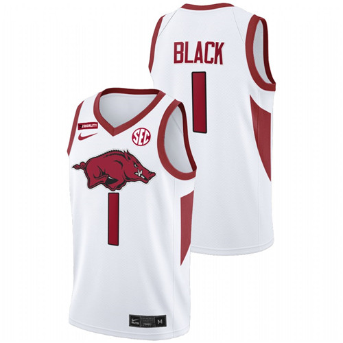 Men Arkansas Razorbacks Anthony Black College Basketball Jersey White