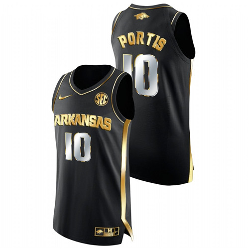 Men Arkansas Razorbacks Bobby Portis Golden Edition College Basketball Jersey Black