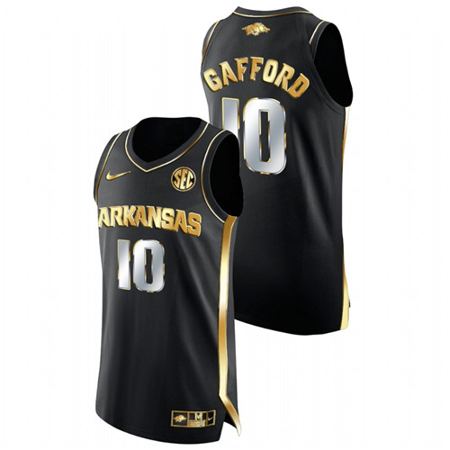 Men Arkansas Razorbacks Daniel Gafford Golden Edition College Basketball Jersey Black