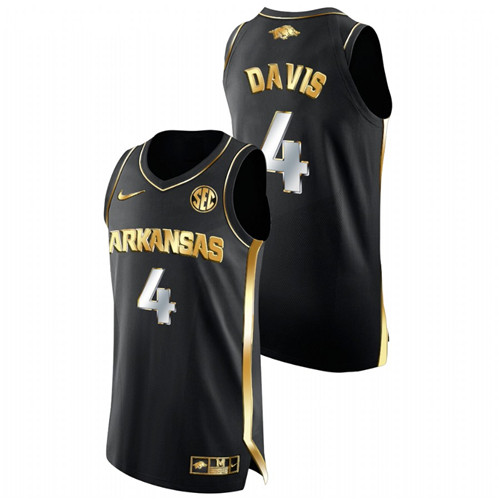Men Arkansas Razorbacks Davonte Davis Golden Edition College Basketball Jersey Black