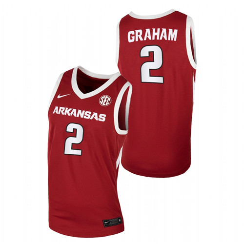 Men Arkansas Razorbacks Jalen Graham 2022-23 Jersey Cardinal