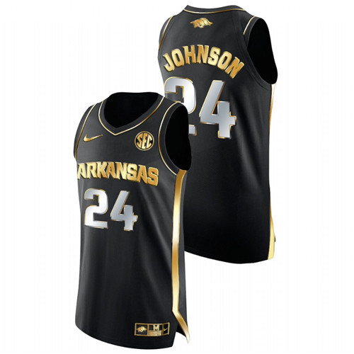 Men Arkansas Razorbacks Joe Johnson Golden Edition College Basketball Jersey Black