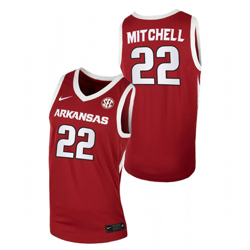 Men Arkansas Razorbacks Makhel Mitchell 2022-23 Jersey Cardinal