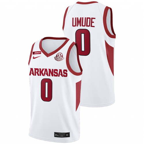Men Arkansas Razorbacks Stanley Umude 2022 College Basketball Jersey White