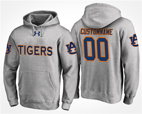 Men Auburn Tigers Gray Custom Name And Number Hoodie