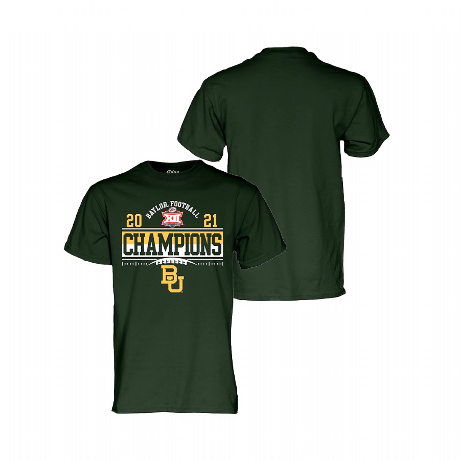 Men Baylor Bears 2021 Big 12 Football Conference Champions Locker Room T-Shirt Green