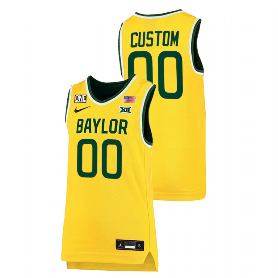 Men Baylor Bears Custom 2022 Big 12 Jersey Gold