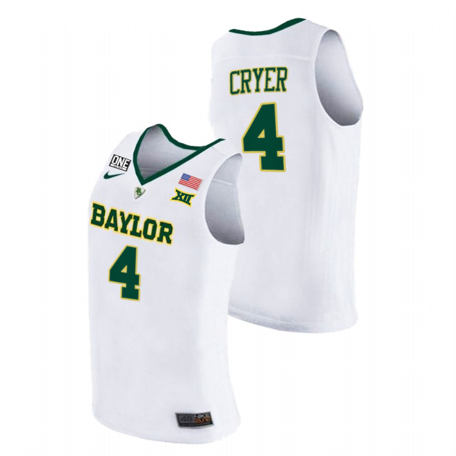 Men Baylor Bears LJ Cryer 2021-22 Replica Jersey White