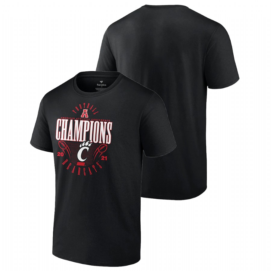 Men Cincinnati Bearcats 2021 AAC Football Conference Champions T-Shirt Black