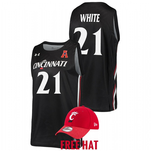 Men Cincinnati Bearcats James White Free Hat Jersey Black