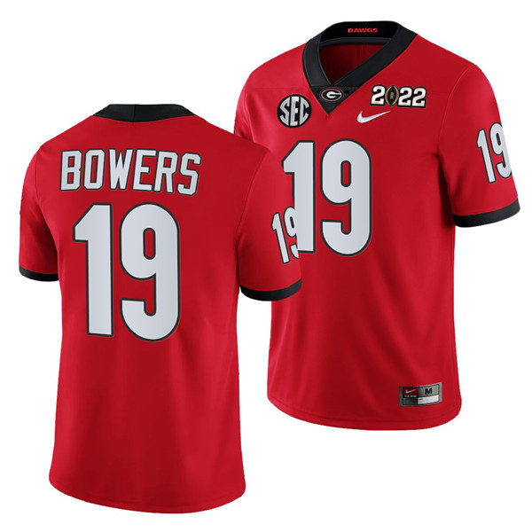 Mena??s Georgia Bulldogs #19 Brock Bowers 2022 Patch Red College Football Stitched Jersey
