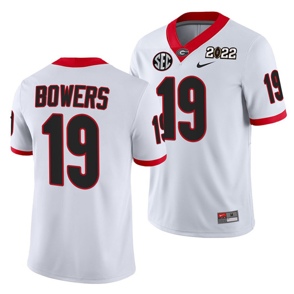 Mena??s Georgia Bulldogs #19 Brock Bowers 2022 Patch White College Football Stitched Jersey