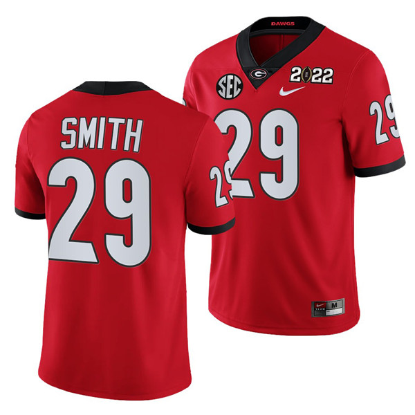 Mena??s Georgia Bulldogs #29 Christopher Smith 2022 Patch Red College Football Stitched Jersey