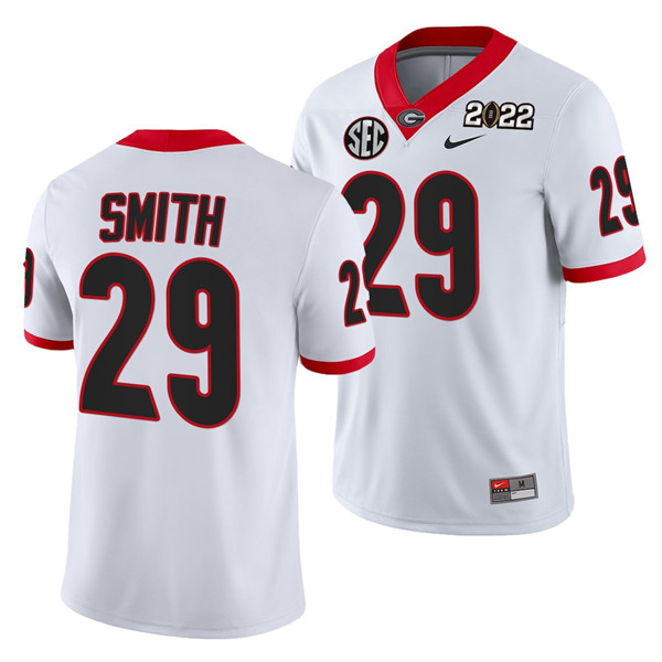 Mena??s Georgia Bulldogs #29 Christopher Smith 2022 Patch White College Football Stitched Jersey