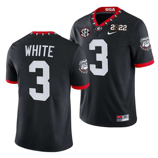 Mena??s Georgia Bulldogs #3 Zamir White 2022 Patch Black College Football Stitched Jersey