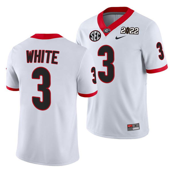 Mena??s Georgia Bulldogs #3 Zamir White 2022 Patch White College Football Stitched Jersey