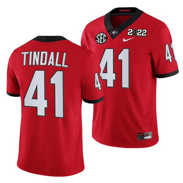 Mena??s Georgia Bulldogs #41 Channing Tindall 2022 Patch Red College Football Stitched Jersey