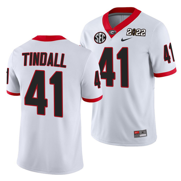 Mena??s Georgia Bulldogs #41 Channing Tindall 2022 Patch White College Football Stitched Jersey