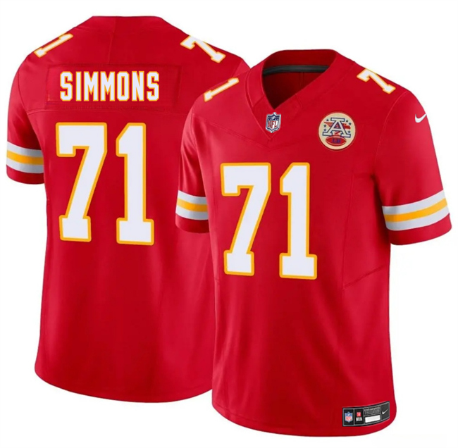 Mena??s Kansas City Chiefs #71 Josh Simmons Red 2025 Draft F.U.S.E. Vapor Untouchable Limited Football Stitched Jersey