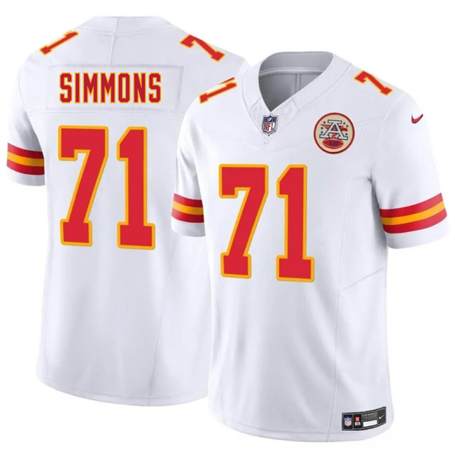 Mena??s Kansas City Chiefs #71 Josh Simmons White 2025 Draft F.U.S.E. Vapor Untouchable Limited Football Stitched Jersey