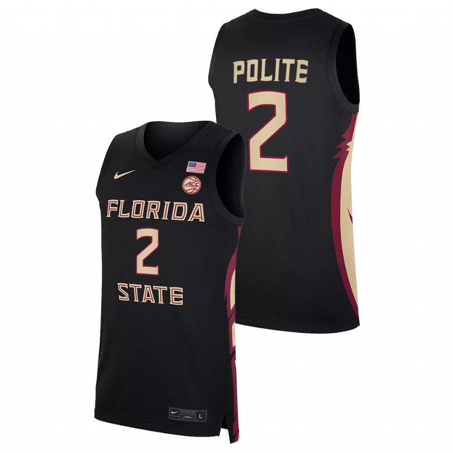 Men Florida State Seminoles Anthony Polite 2022 Jersey Black