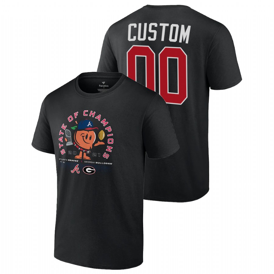 Men Georgia Bulldogs x Atlanta Braves 2021 State of Champions Custom Black T-Shirt1