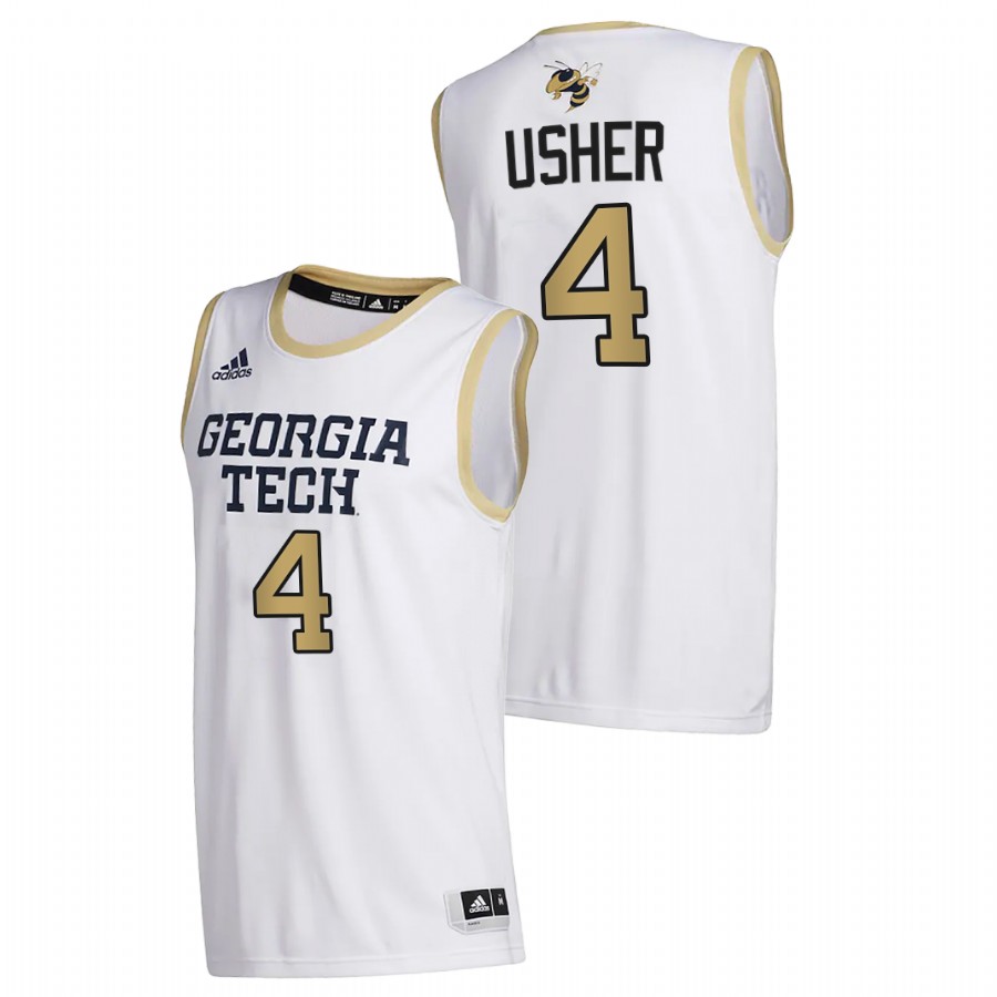 Men Georgia Tech Yellow Jackets Jordan Usher College Basketball 2020-21 Jersey White
