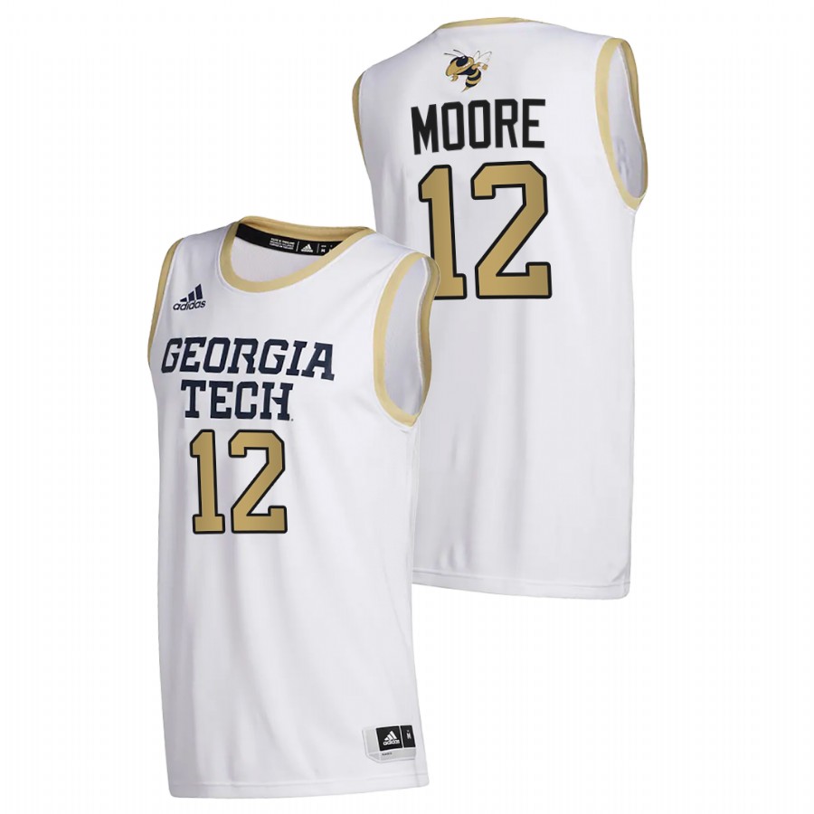 Men Georgia Tech Yellow Jackets Khalid Moore College Basketball 2020-21 Jersey White