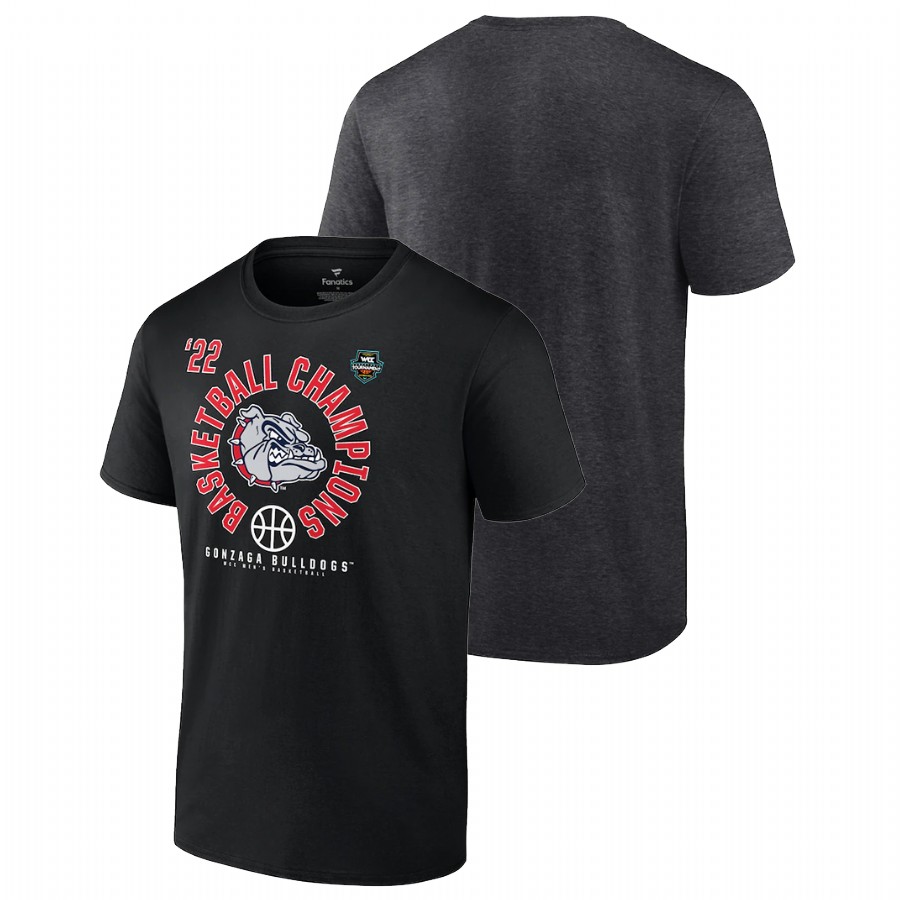 Men Gonzaga Bulldogs 2022 WCC Men's Basketball Conference Tournament Champions T-Shirt Charcoal