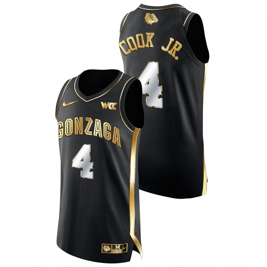 Men Gonzaga Bulldogs Aaron Cook Jr. Golden Edition College Basketball Jersey Black