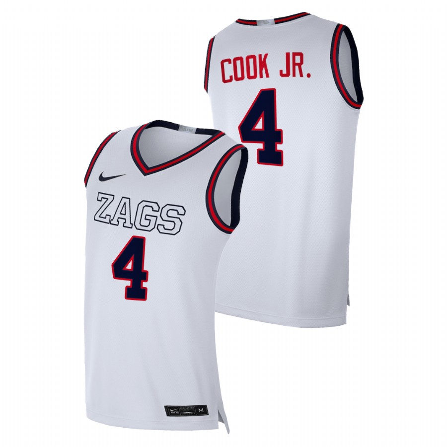Men Gonzaga Bulldogs Aaron Cook Jr. Replica 2020-21 College Basketball Jersey White