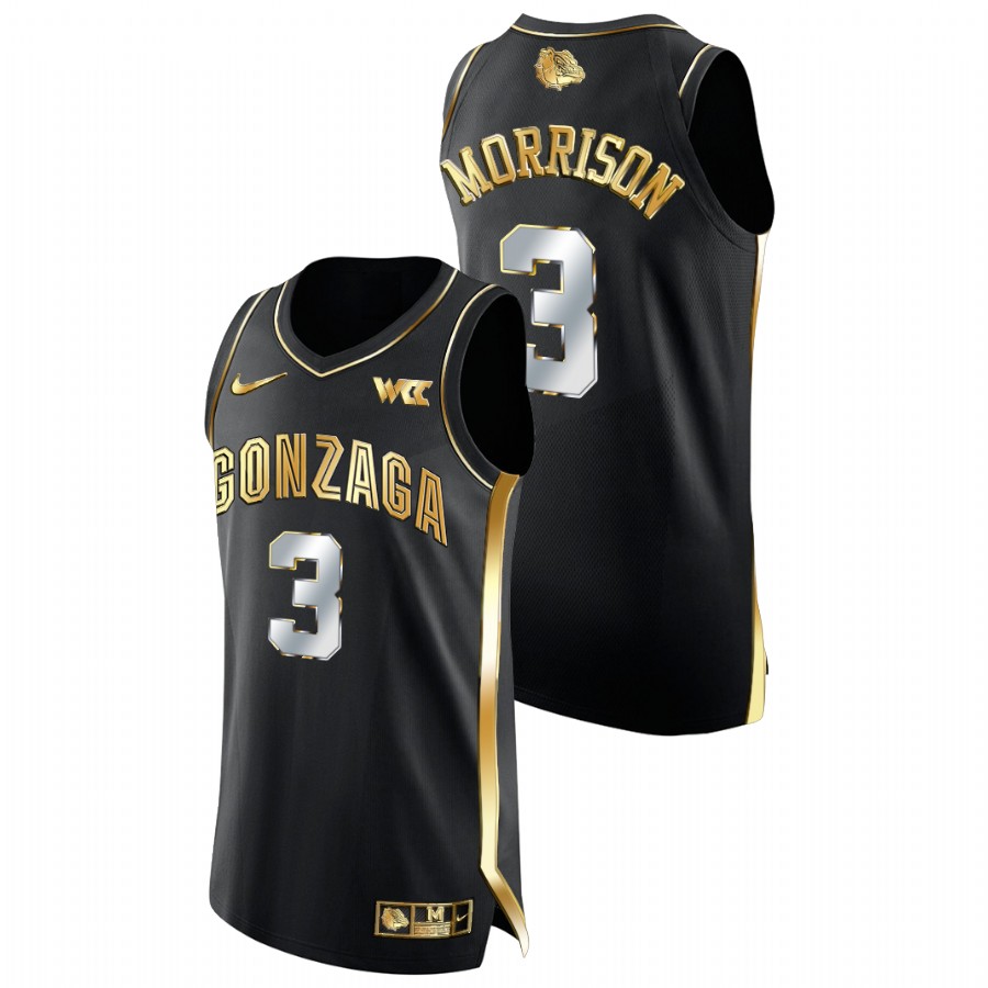 Men Gonzaga Bulldogs Adam Morrison Golden Edition College Basketball Jersey Black