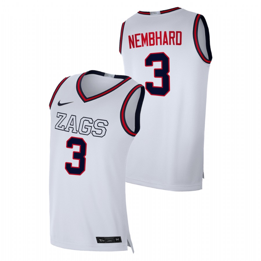 Men Gonzaga Bulldogs Andrew Nembhard Replica 2020-21 College Basketball Jersey White