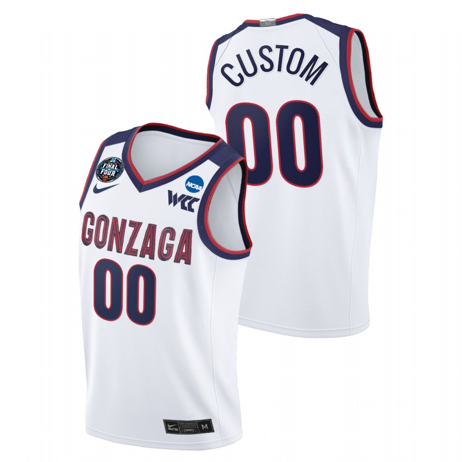 Men Gonzaga Bulldogs Custom 2021 March Madness Final Four WCC Jersey White