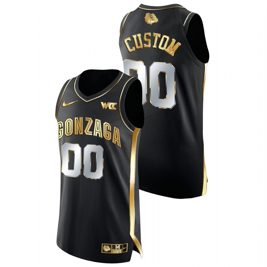 Men Gonzaga Bulldogs Custom Golden Edition College Basketball Jersey Black