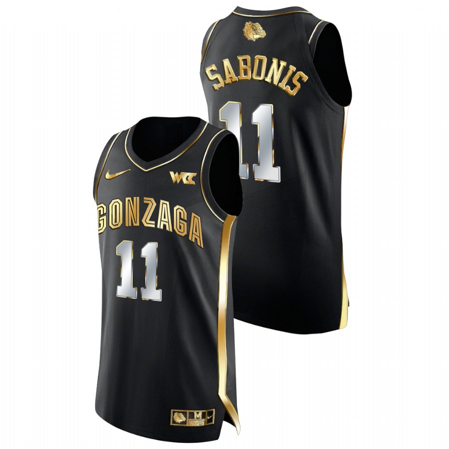Men Gonzaga Bulldogs Domantas Sabonis Golden Edition College Basketball Jersey Black