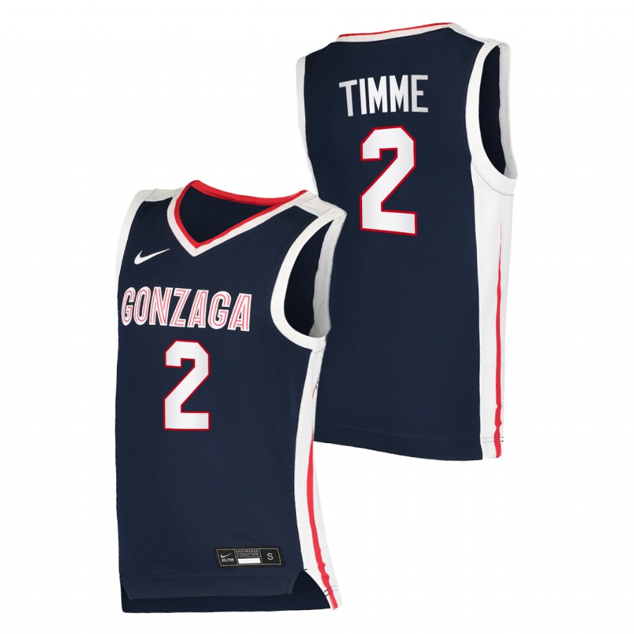 Men Gonzaga Bulldogs Drew Timme Elite 2020-21 College Basketball Jersey Navy