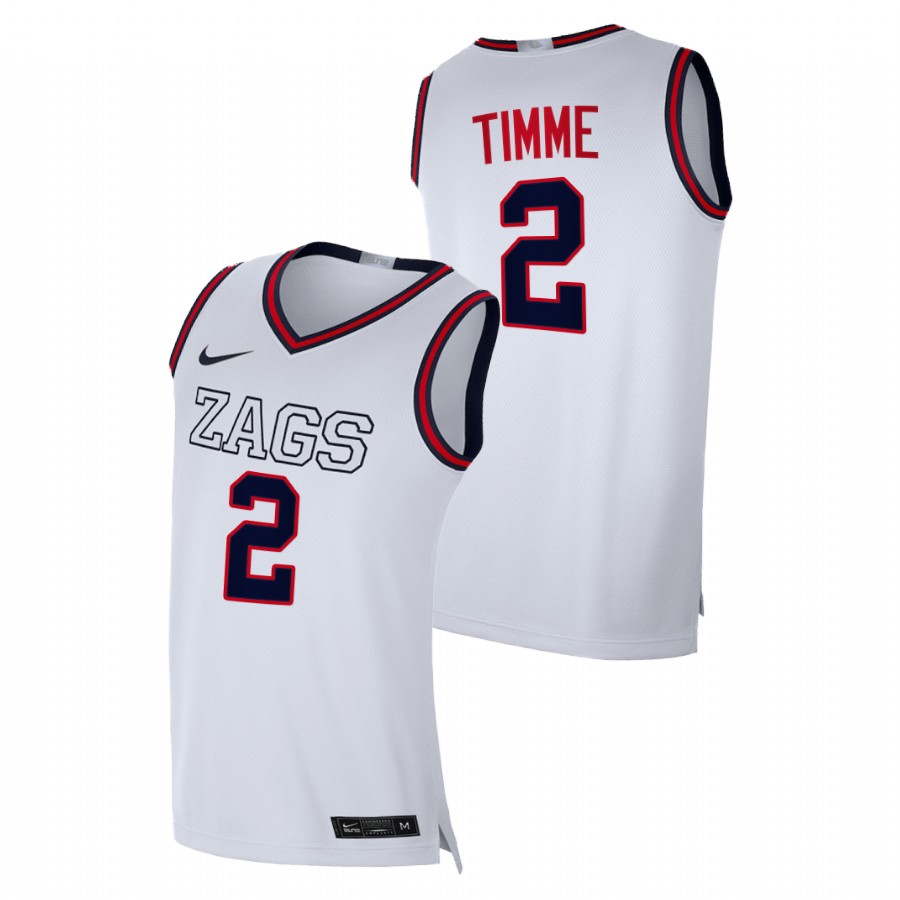 Men Gonzaga Bulldogs Drew Timme Replica 2020-21 College Basketball Jersey White