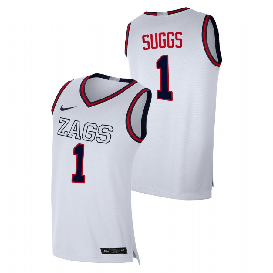 Men Gonzaga Bulldogs Jalen Suggs Replica 2020-21 College Basketball Jersey White