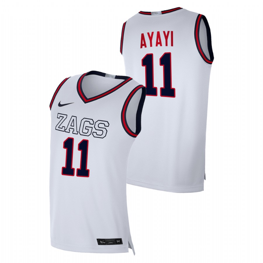 Men Gonzaga Bulldogs Joel Ayayi Replica 2020-21 College Basketball Jersey White