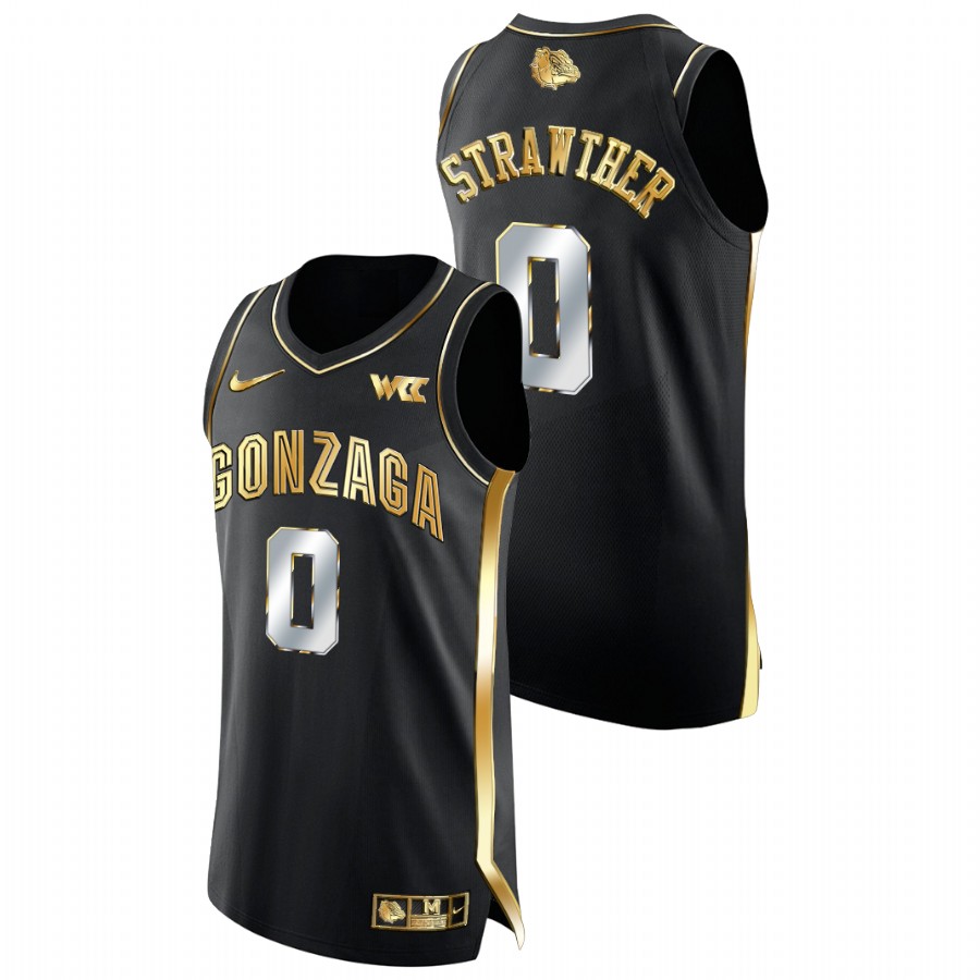 Men Gonzaga Bulldogs Julian Strawther Golden Edition College Basketball Jersey Black