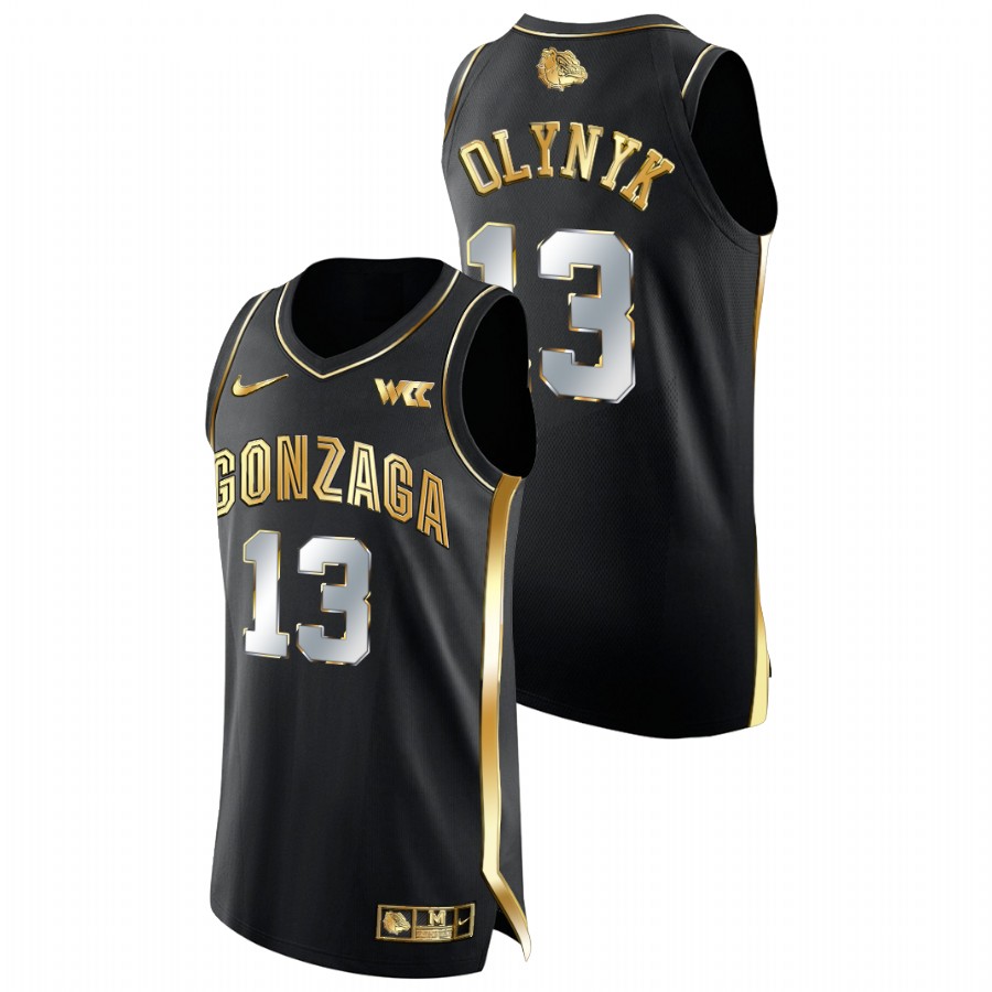 Men Gonzaga Bulldogs Kelly Olynyk Golden Edition College Basketball Jersey Black