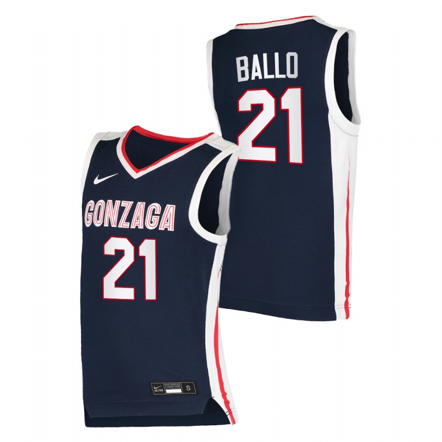 Men Gonzaga Bulldogs Oumar Ballo Elite 2020-21 College Basketball Jersey Navy